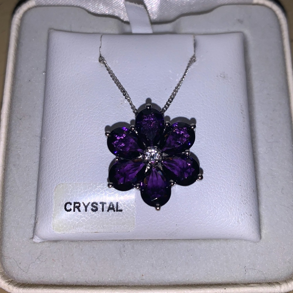 Purple Crystal Flower Necklace